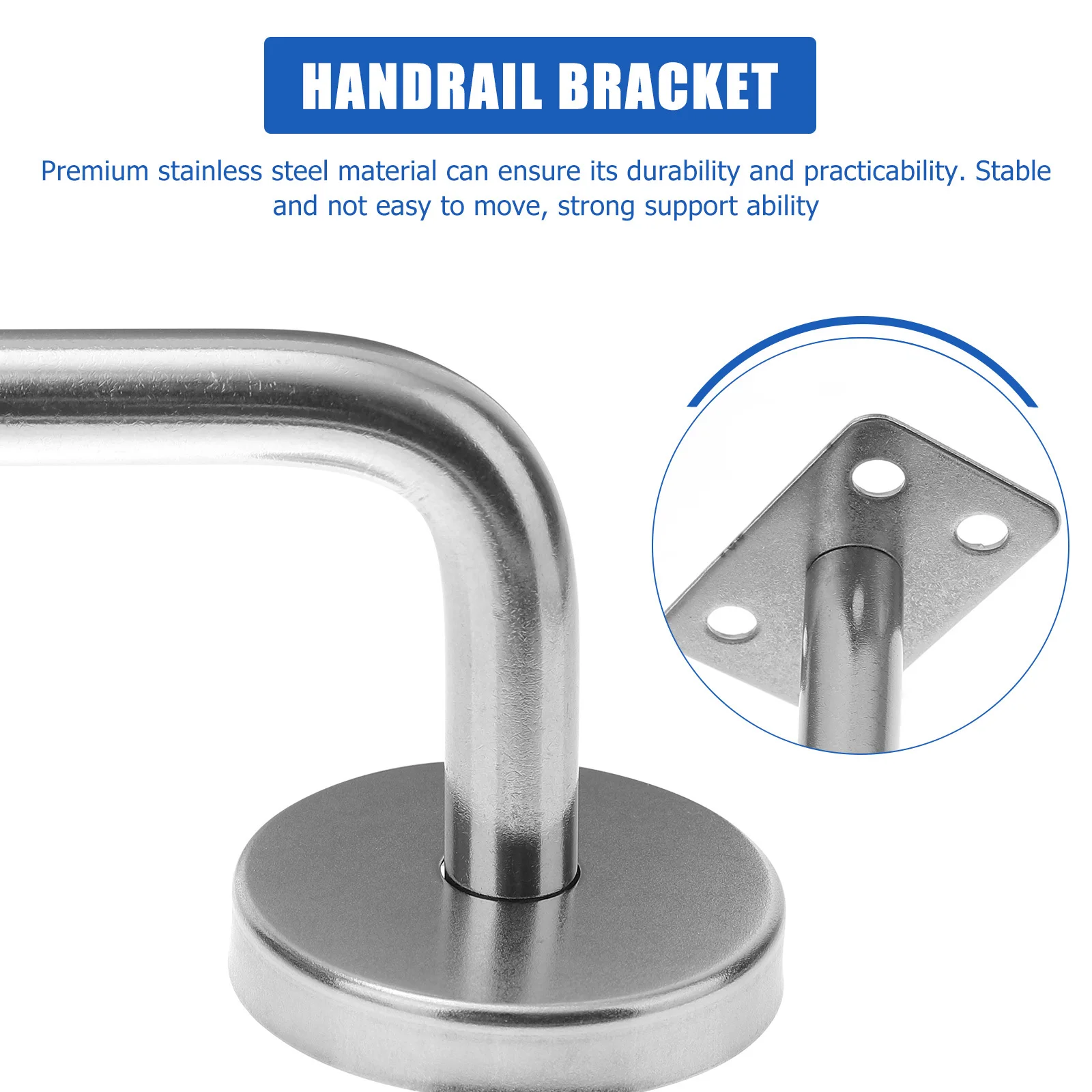 

5 pcs Stainless Steel Handrail Bracket Wall Mounted Support For Stair Rail Bannister Hotel Gym Office Villa Riverside Use Silver