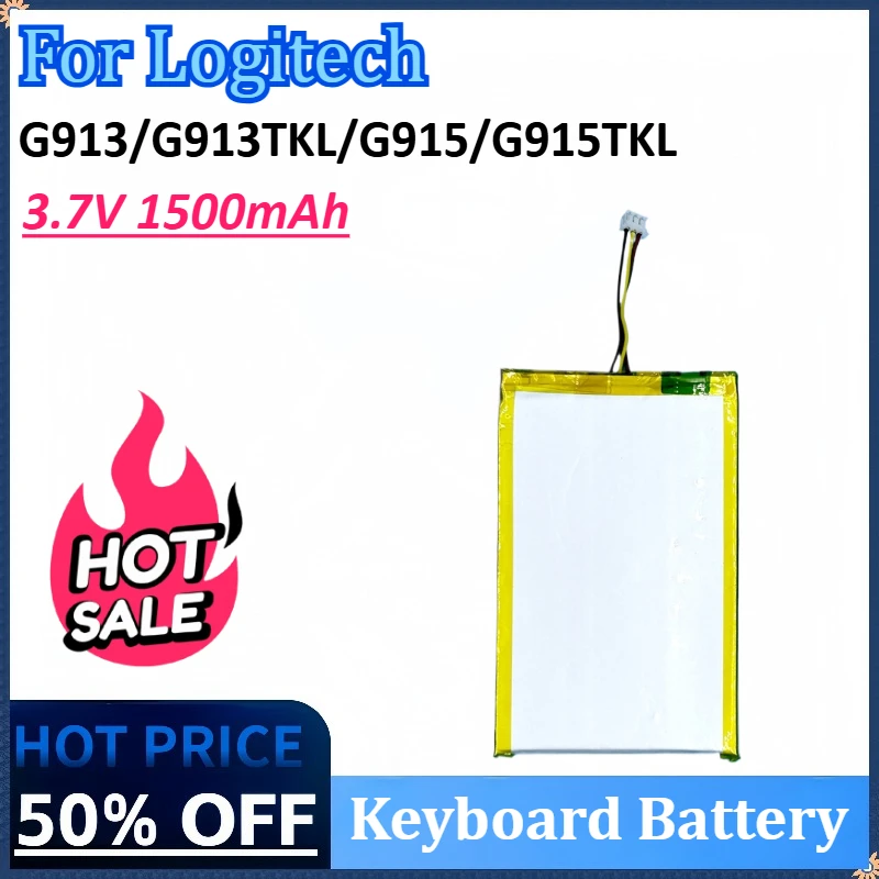 

New 3.7V 1500mAh Keyboard Battery for Logitech G913/G913TKL/G915/G915TKL AHB355085PCT Rechargeable Battery