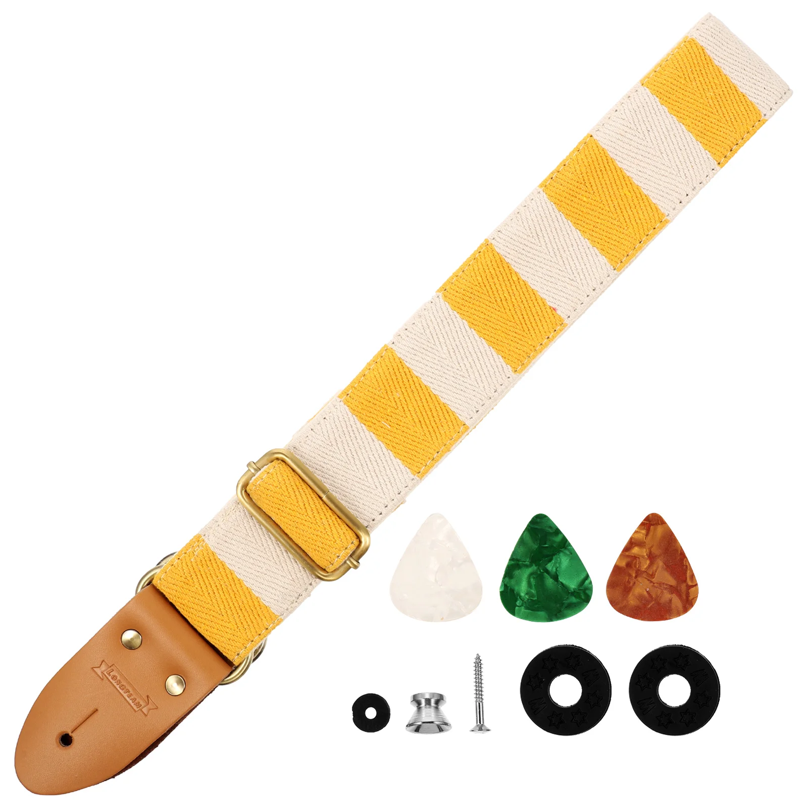 

Durable Adjustable Guitar Shoulder Strap Thickened Striped Design Replacement Practical Guitar Belt for Guitarists Gift