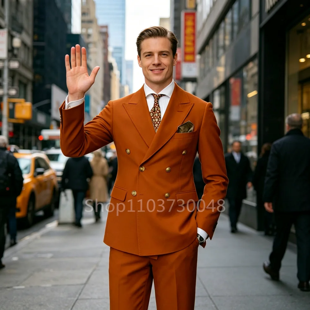 

Мужской костюм-двойка Slim Fit с лацканами: модный пиджак и брюки для свадьбы, деловых встреч, вечеринок, торжественных мероприятий, смокинг, костюм для жениха