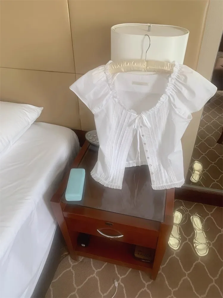 Słodki top ort Sve irt dla młodych dziewcząt, dopasowany krój, styl uliczny, czysta pożądanie, długość topu z drewnianym wykończeniem.