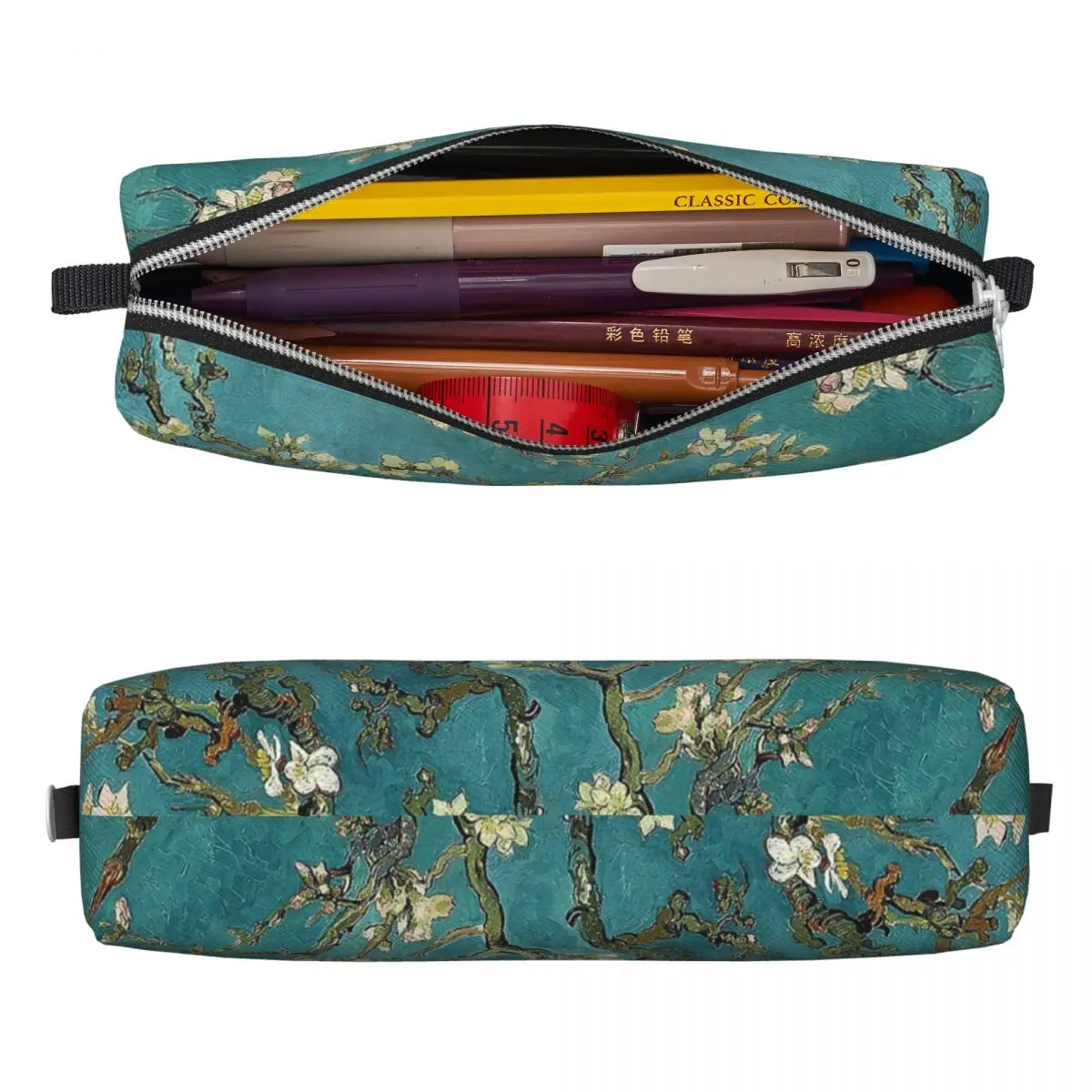 Imagem -02 - Van Gogh Arte Lápis Cases Restaurado Blossoming Almond Tree Pen Holder Bolsa Crianças Material Escolar Presente Original