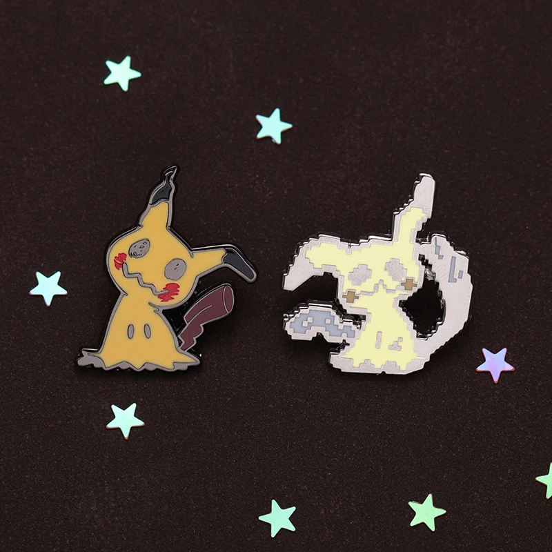 Cartoon Anime Mimikyus Elf Ghost Hard Enamel Pin Kawaii Spooky Games Fans Collect Brooch Lapel Badge Jewelry Gift For Friends