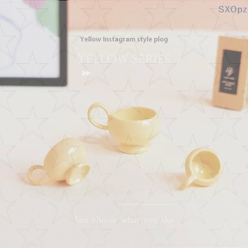 Adorno de taza de café en miniatura para accesorios de casa de muñecas; Modelo de juguete de muebles de taza de té DIY