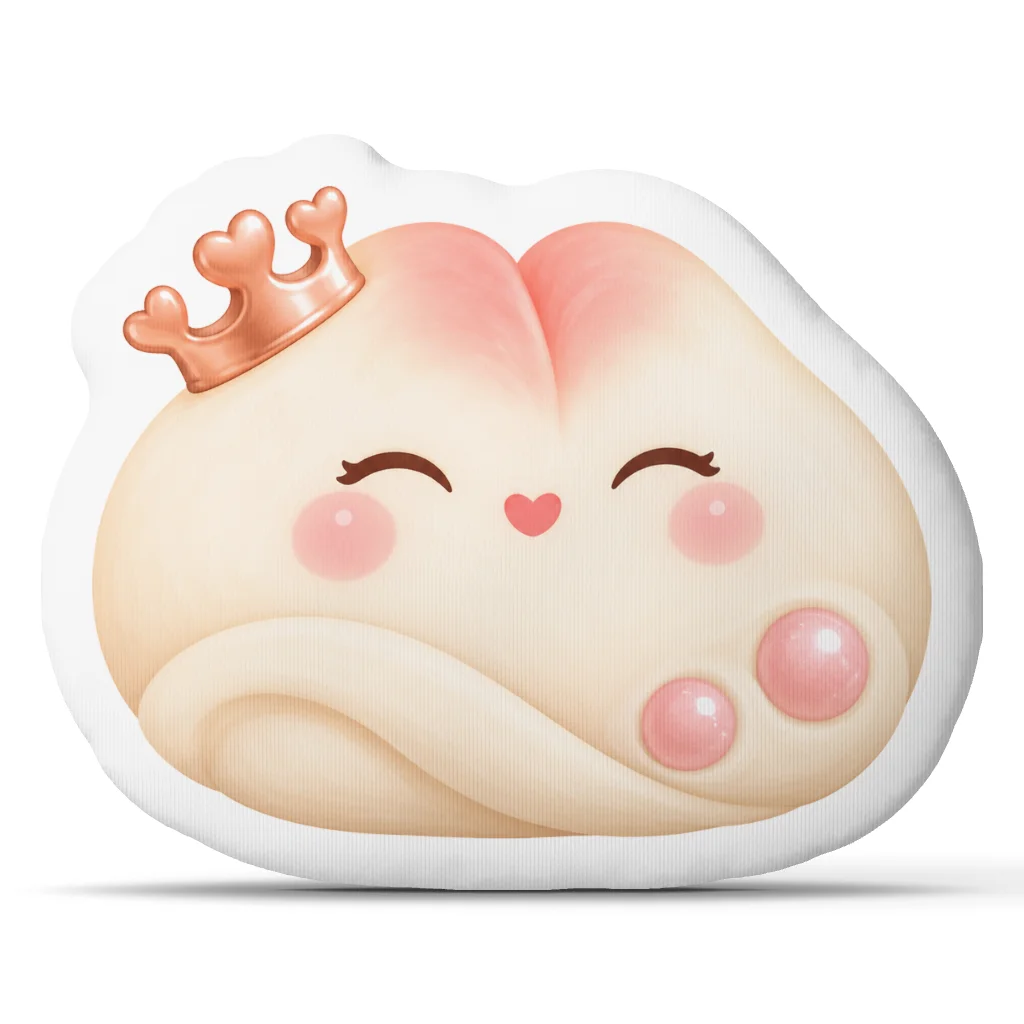 Cute Crowned Dumpling Throw Pillow Princess Food Cushion Shaped Stuffed Plush Pillow for Sofa Bedroom Home Decor Foodie Gift