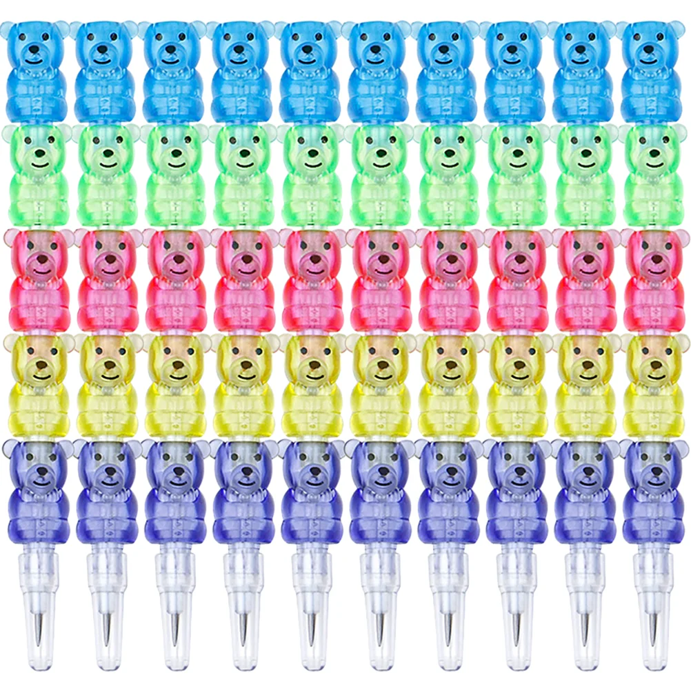 10 Pcs to Stack Cartoon Bear Pencil Student Office Stacking Point Pencils Stuff Plastic Children