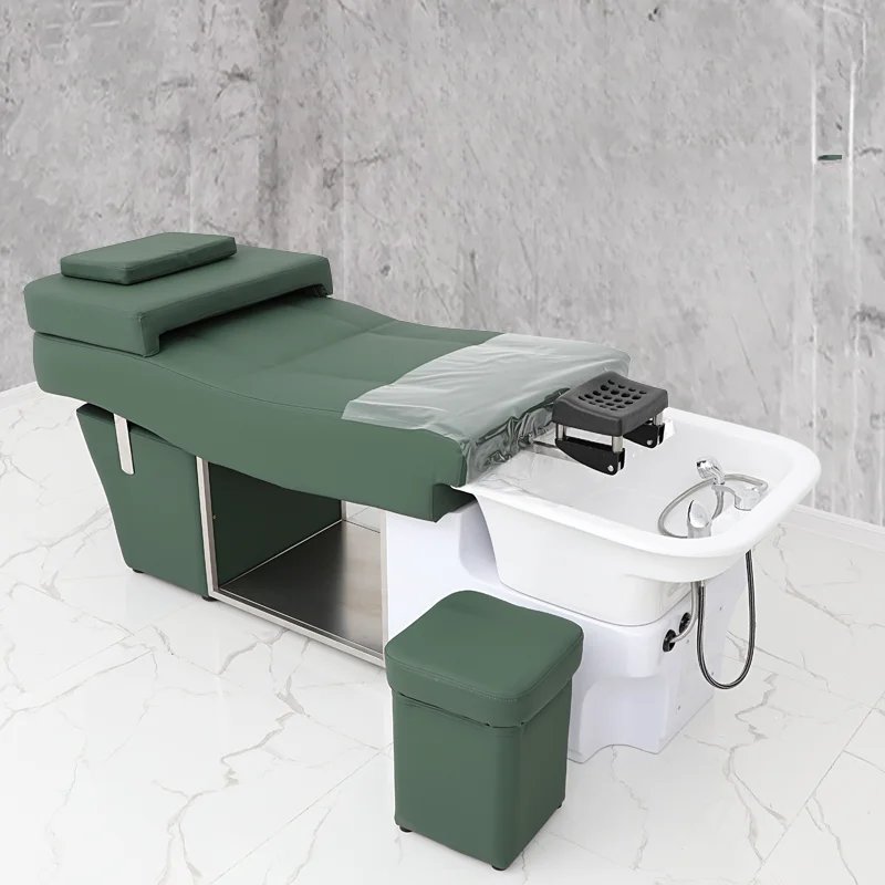 

Recliner Professional Hair Therapy Washbasin Chairs For Beauty Salon With Hydraulic Nail Spa Hairdressing Shampoo Basin Thai Bed