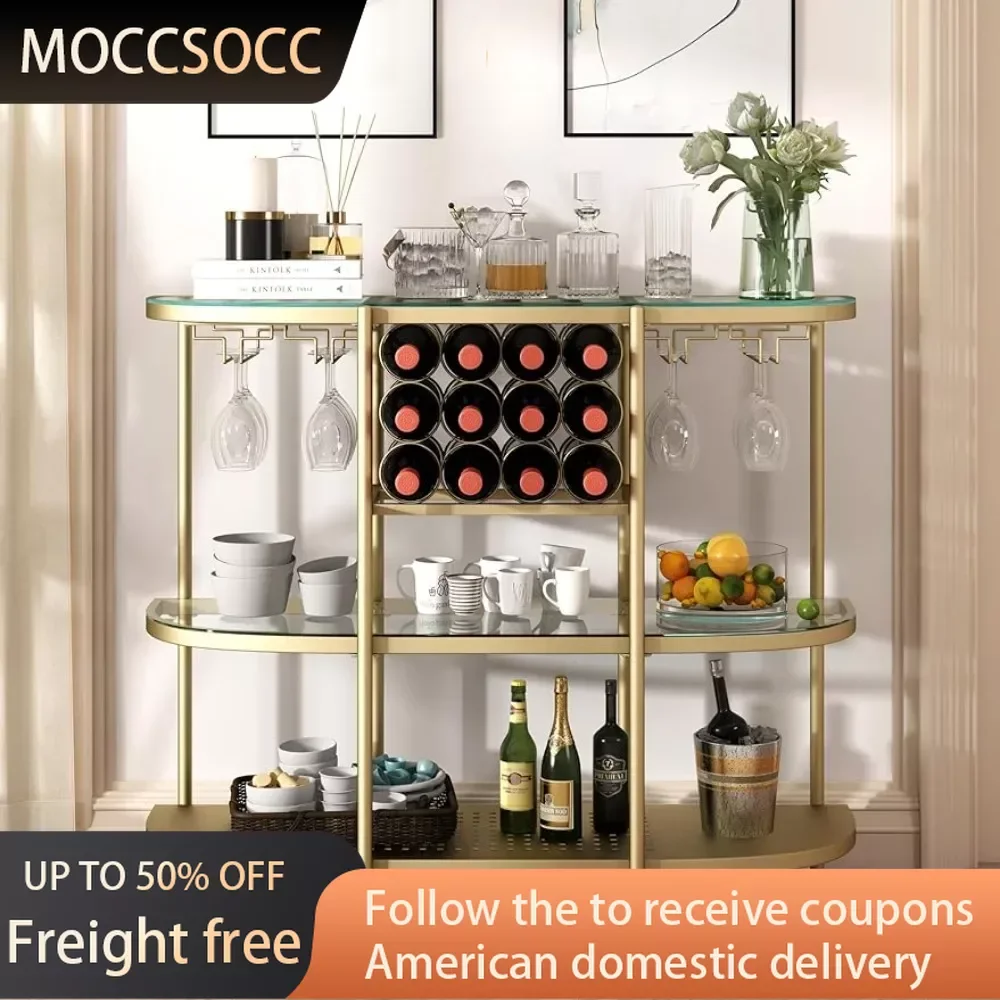 

Wine Rack Table With Glass Holders 3-Tier Liquor Bar Table Cabinet Gold Freight Free Freight Free Bar Stools for Kitchen Armoir