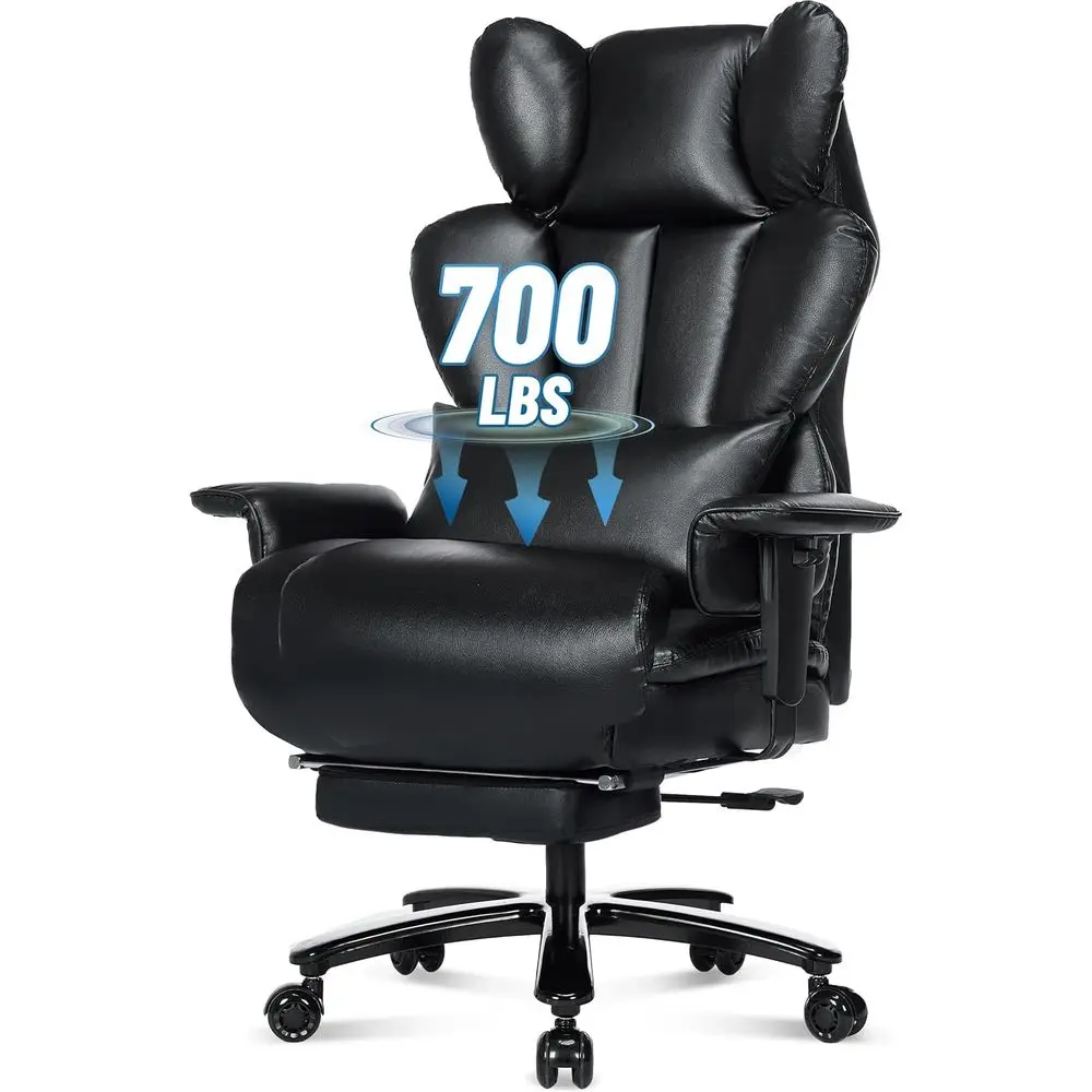 

Ergonomic High-Back Office Chair for 700lbs, Adjustable Lumbar Support, Wide Seat for Heavy Duty Use, Black