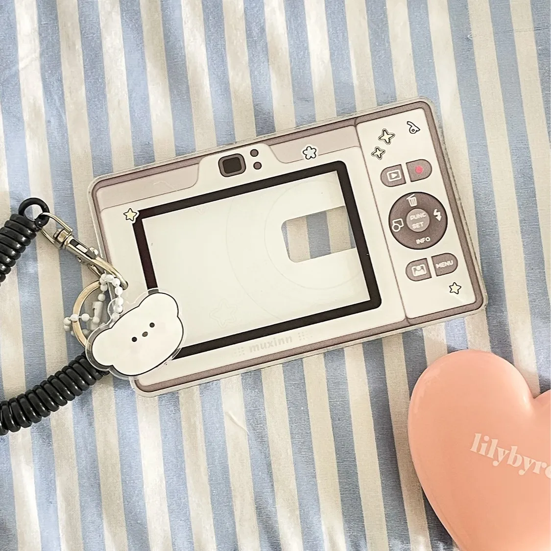 Camera Shaped Acrylic Card Holder Transparent Protective Sleeve Storage Display Bag Charm Decor for Meal Card Bus Card ID Card