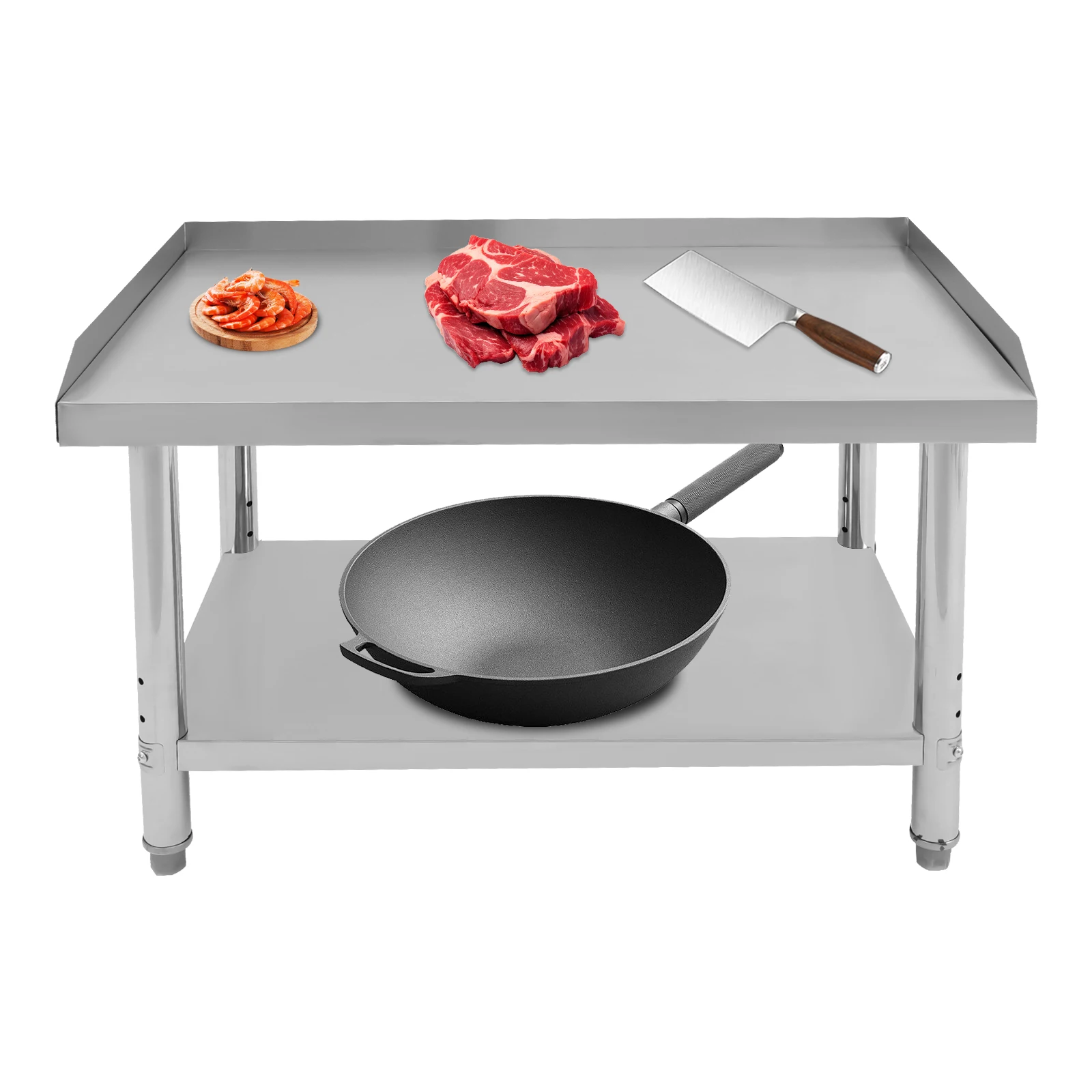 Kommerzieller verstellbarer Arbeitstisch mit 2 Etagen und Rücksplash, 36 x 24 x 35 Zoll Vorbereitungstisch für Küche, Restaurant, Garage, Wäscherei