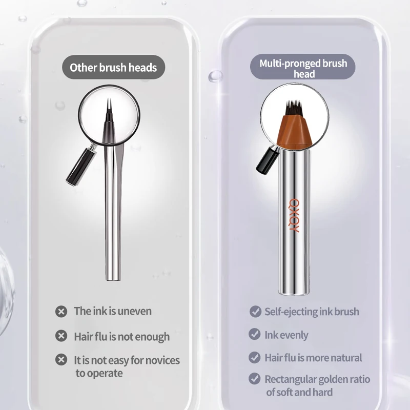 QXQY 멀티 포크 플러시 워터 아이브로우 펜 부드러운 흐름, 빠른 건조, 쉽게 뭉치지 않는 메이크업 아이브로우 펜