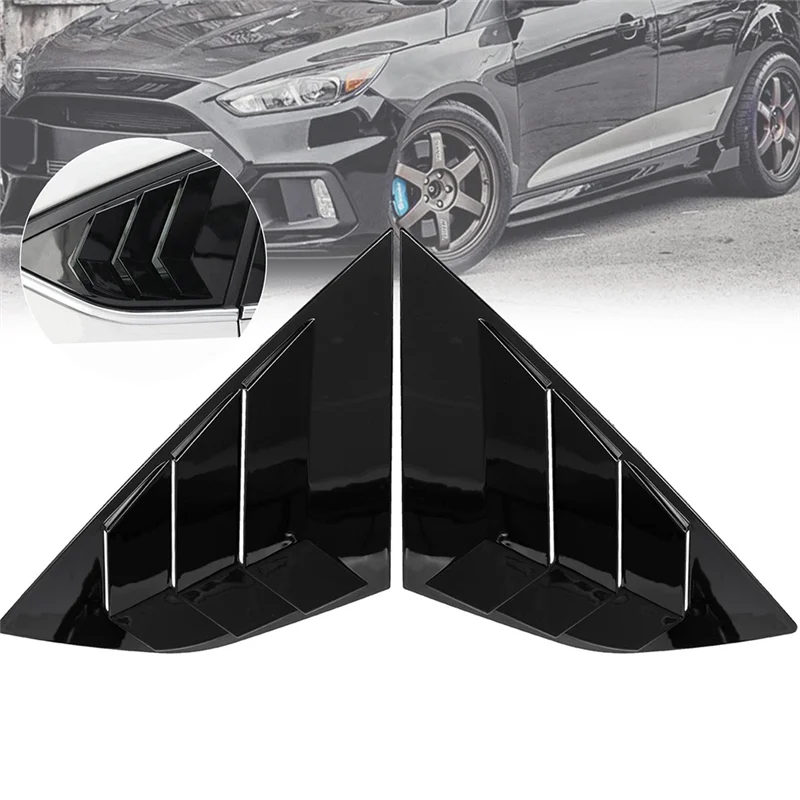 Gloss Black Rear Side Vent Quarter Window Louver Shutter Cover for Ford Focus MK3 ST RS Hatchback 2012-2018