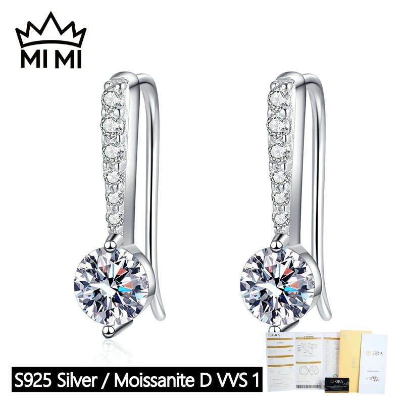 

MI MI 925 Sterling Silver 1CT D Color Moissanite Angel's Tear Earrings for Women GRA Certified with Gift Box