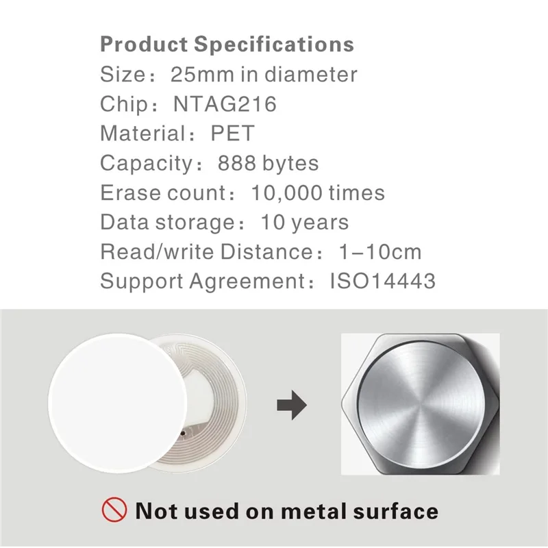 ملصق بطاقات NFC NFC ، ذاكرة من من نوع Bytes ، علامة من من من من من نوع NFC ، Ntag216 ،