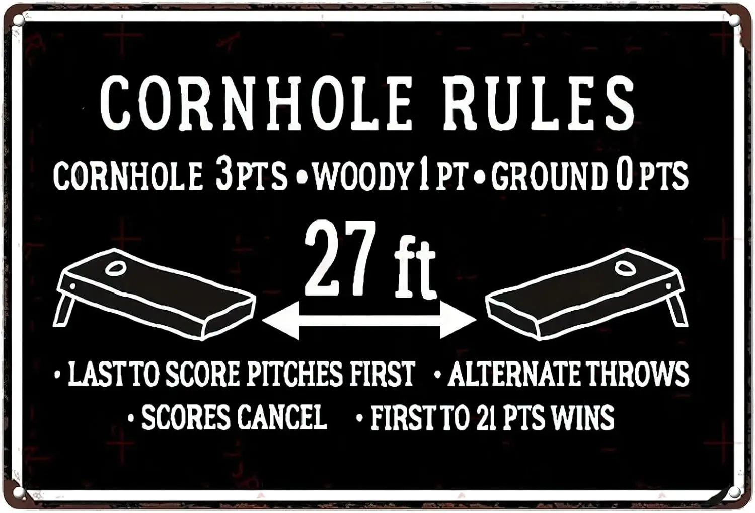 Cornhole Rules Metal Poster Vintage Metal Sign Cornhole 3PTS Woody 1 PT Ground Opts Motivational Wall Art Tin Signs for Hom sign