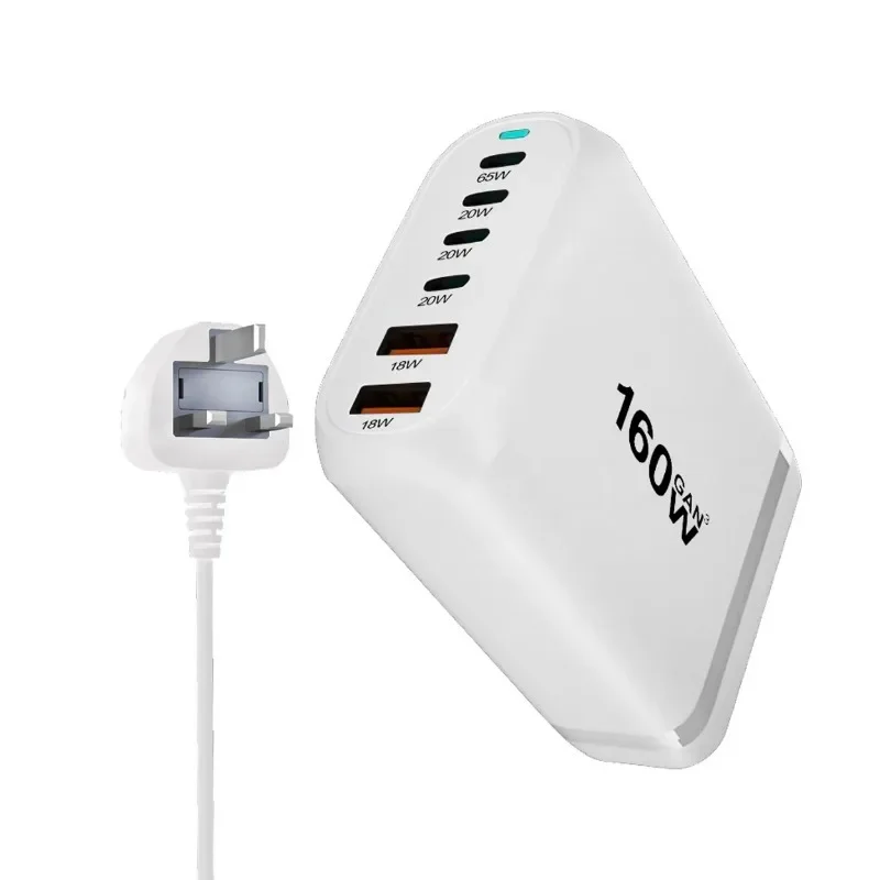 

160W Gan Fast Charge 3.0 USB Type C Fast Charger Mobile 6-port USB Type C PD Charger Convenient To Carry Tablet Charger