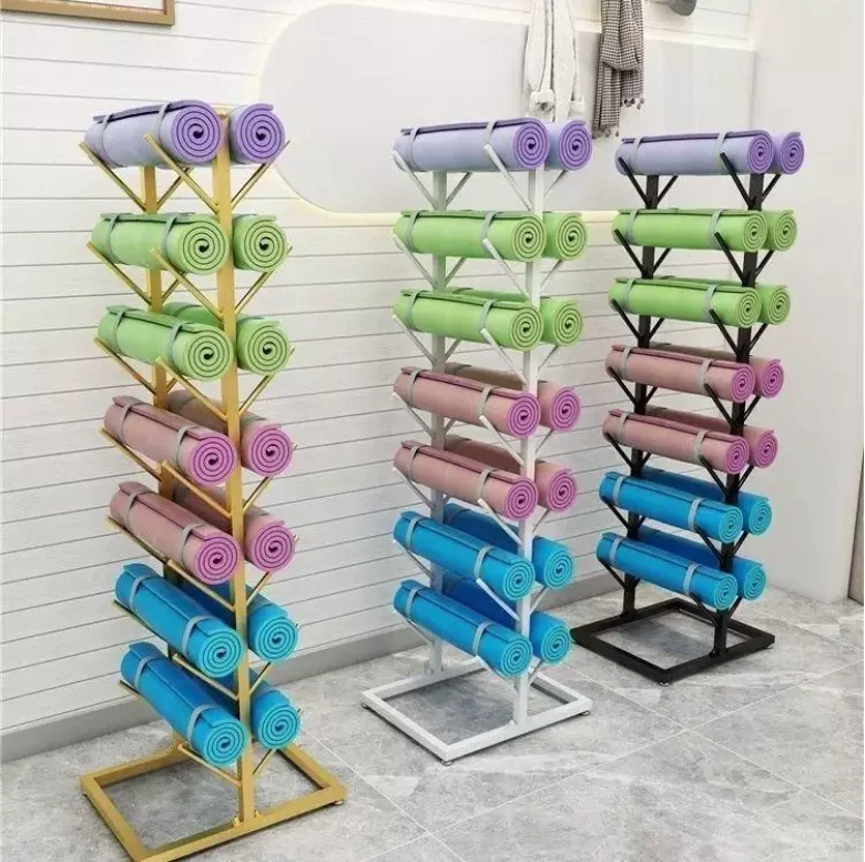 Yoga mat display shelves, large-capacity storage equipment, shelves for yoga mats in multi-layer museums, artifacts landing