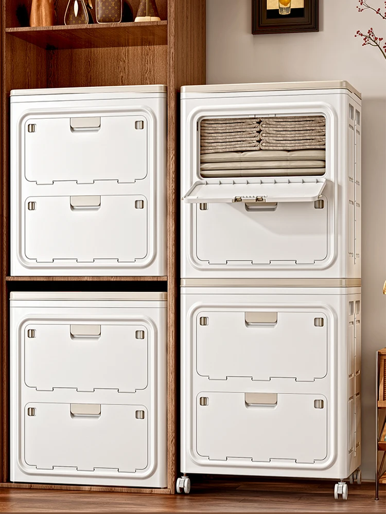

Multifunction Storage Cabinet Large Capacity Foldable Easy-to-Install Storage Box Dustproof Wardrobe Household Flip Bins