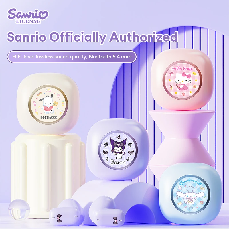 Sanrio-Bluetoothv5.4ワイヤレスヘッドセット,かわいいハローキティ,HD通話ヘッドセット,hifiサウンドヘッドセット,長い耐久性,新しい選択,bl62