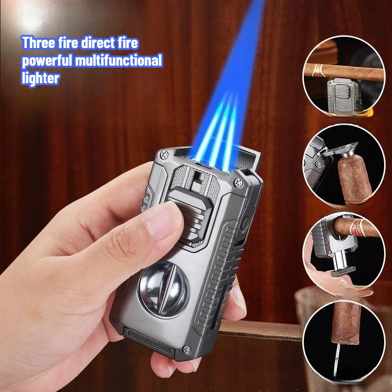 

New Multifunctional High-end Windproof Cigar Lighter Men's Light Luxury Cigarette Lighter Cigarette Accessories