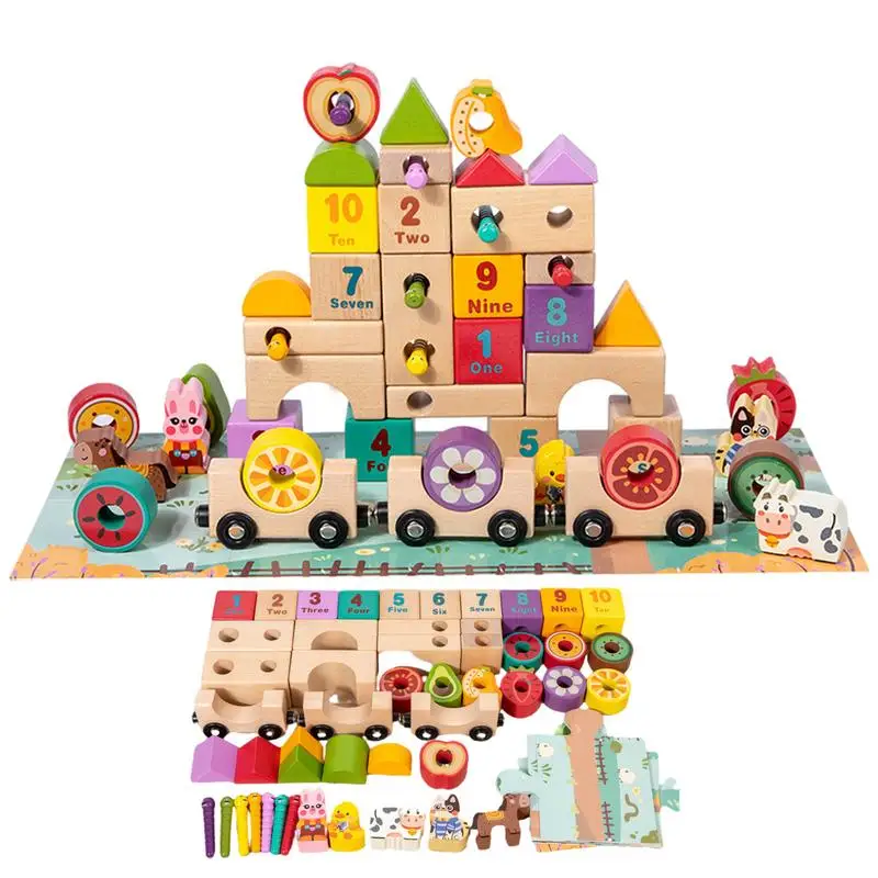 Puzzle Blocks Set Games Kids Educational Toy Early Educational Toy Preschool Kids Wood Shape Matching Puzzle Game Wooden