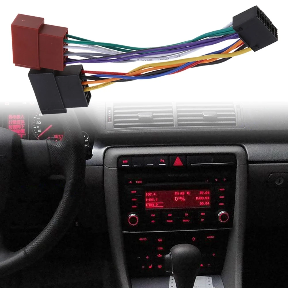 Universal Adapters Wire Harness Adapter 16 Pin ISO Wiring Harness Car Radio Adaptor Connector Wire Plug Kit