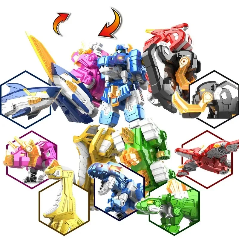 7 IN 1 Mini Force 2 Super Dino Power Transformation Robot Toys Action Figures Mini Force X Deformation Dinosaur Mecha Toy