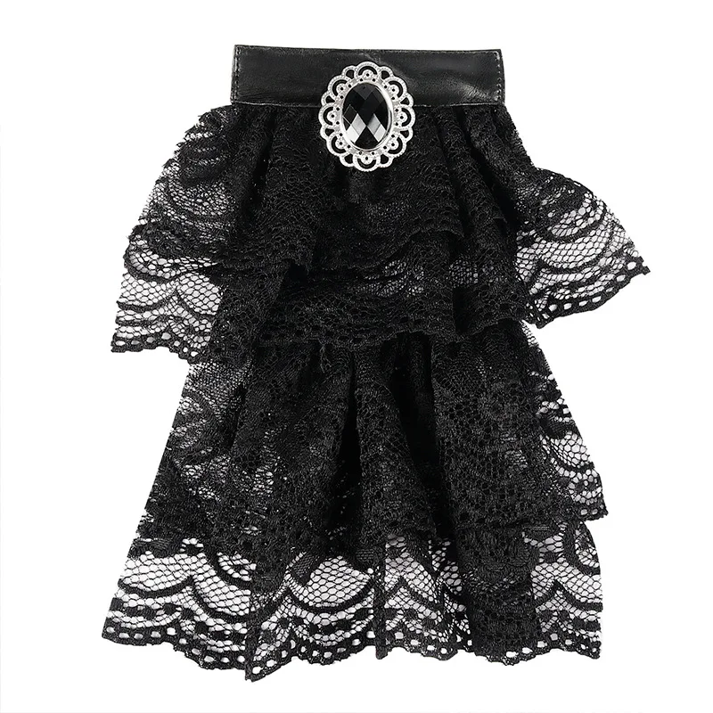 French Retro Shirt Cloth Embroidered Doll Collar Medieval Men'S Clothing Women'S Lace Black Fake Collar Bow Tie Necktie