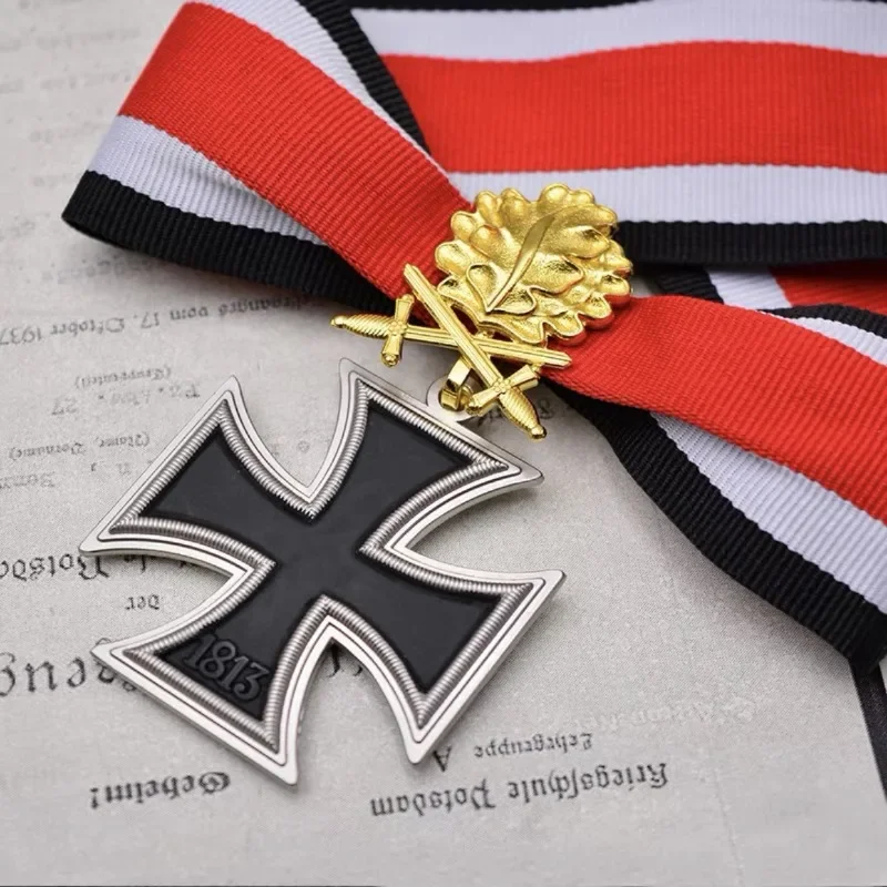 39 edycja niemiecki żelazny krzyż emblemat liść dębu złoty srebrny diament Medal rycerza reprodukcja pamiątkowy Medal odznaka