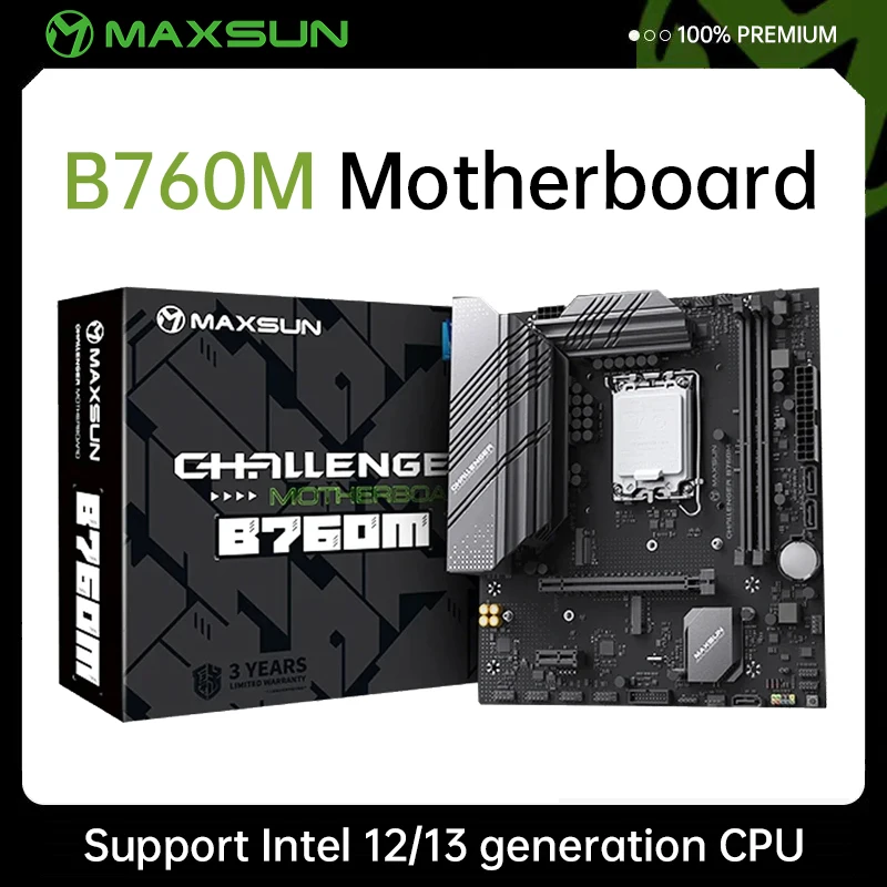 

MAXSUN B760M Motherboard Socket LGA1700 For 14th 13th 12th Gen Processors DDR4 SATA3 M.2 M-ATX Supports CPU 12400 12700 13600K/F