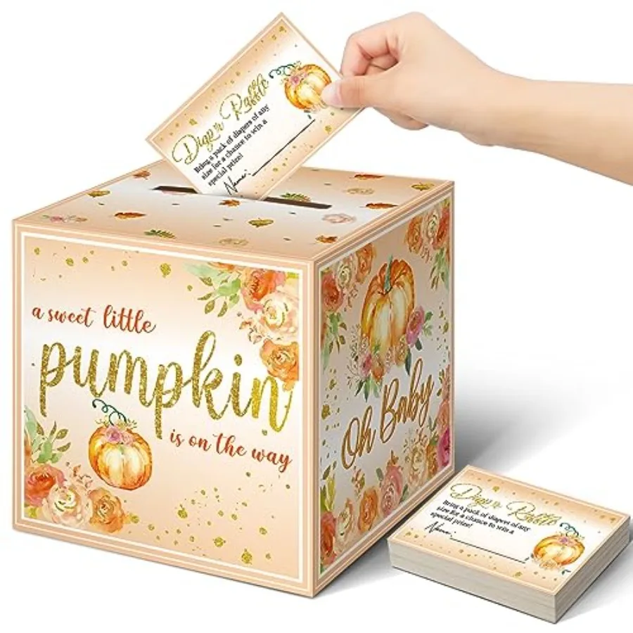 51 قطعة من تذاكر السحب للحفاضات مع صندوق كرتوني لتزيين حفلات استقبال المولود الجديد صندوق حامل لحفلات السحب للفتيات والأولاد