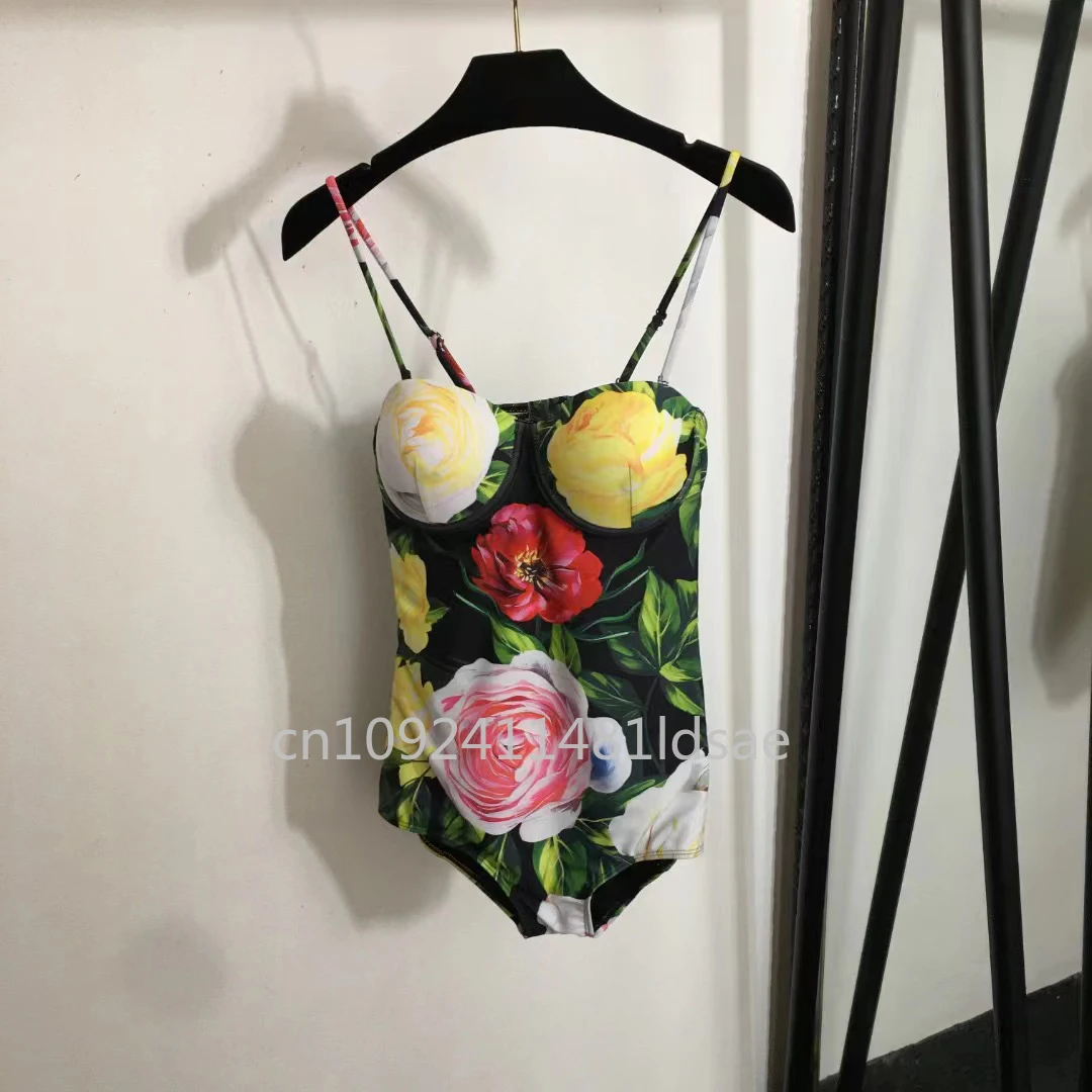 

Luxury Design Women's Black Flower Swimsuits Designer Brand Lady Sexy Bikini Sets Bathing Suits