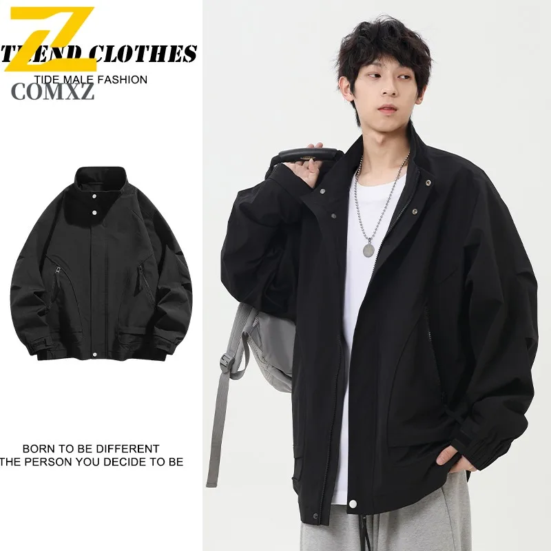 

COMXZ 2025 Мужская куртка больших размеров M 8XL с двусторонней молнией в реальном времени Популярное модное удобное легкое водонепроницаемое пальто