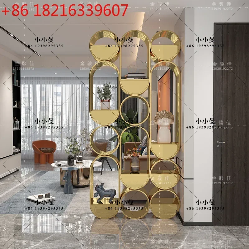 YAO Stainless Steel Arc Wine Cabinet TV Showcase Background Bogu Rack Jewelry Display Rack