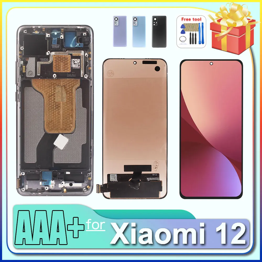 Super AMOLED LCD for Xiaomi 12 LCD Display Touch Screen Digitizer Assembly Replacement for Xiaomi 12 LCD with Frame 2201123G