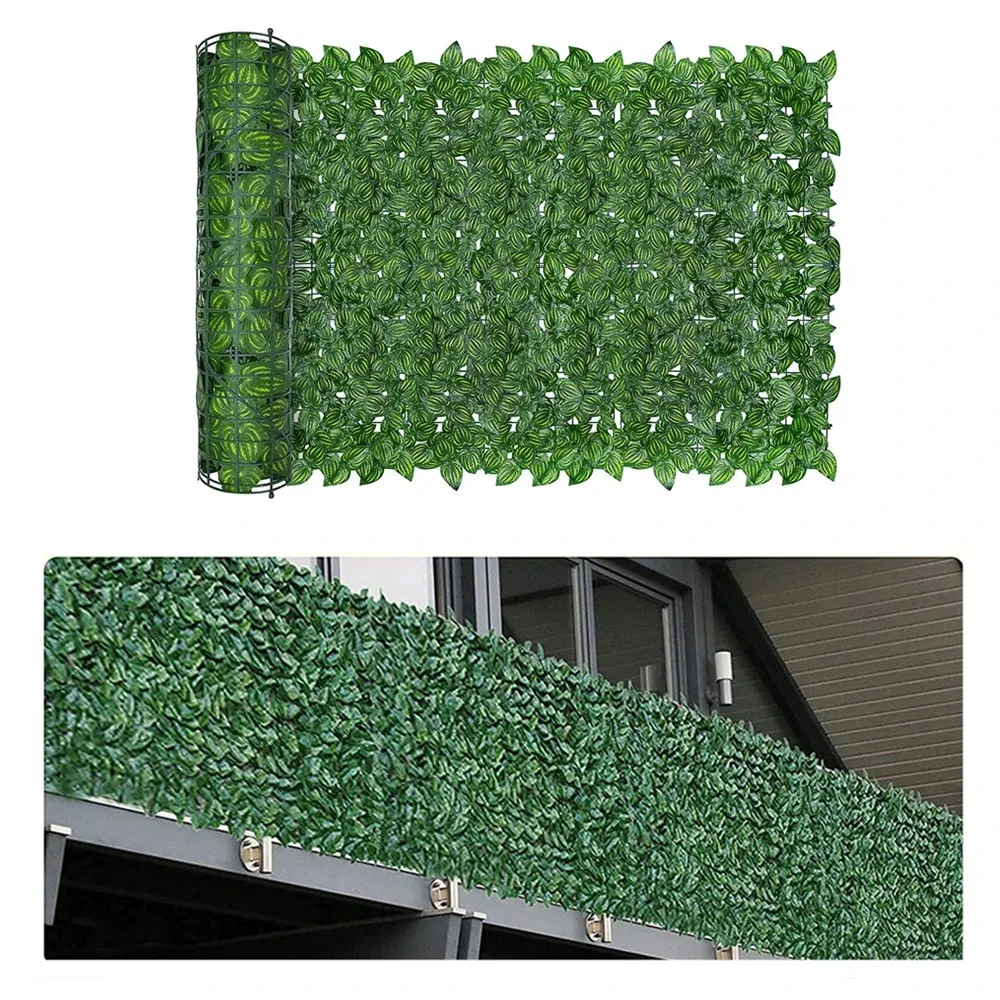 Artificial Leaf Privacy Fence Screen 0.5x3m Fake Hedge Panels Balcony Screen Ivy Leaves Fence Screen for Wall Garden Patio Decor