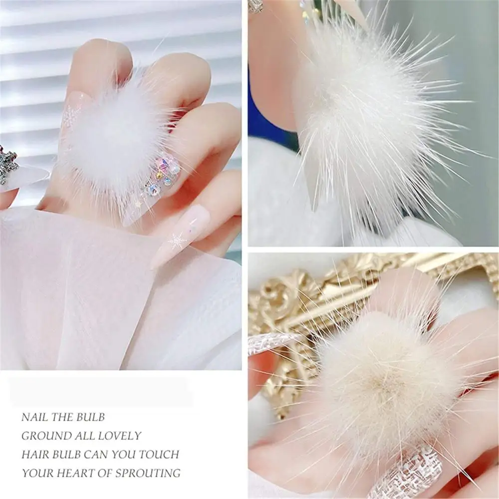 1pc New Magnetic Fur Ball Removable Cute Nail Pom Fluffy Plush Ball 3D Detachable Soft Pom