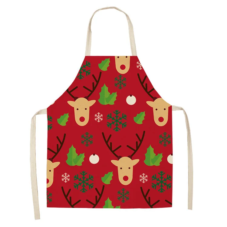 Christmas decoration apron anti-oil and anti-fouling cotton  linen  kitchen restaurant cooking baking barbecue bib