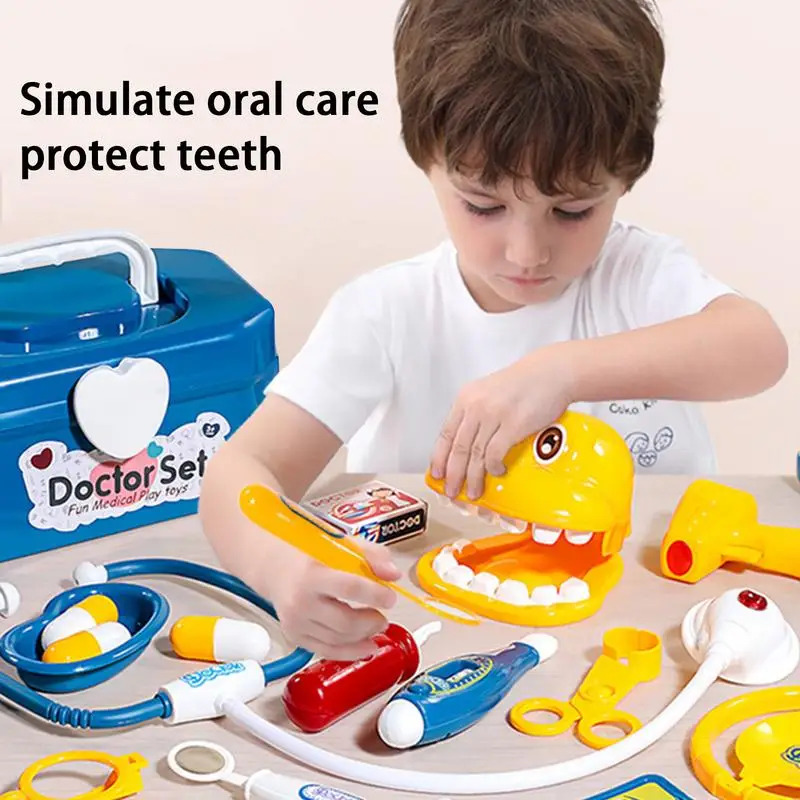 Kit de jouets médicaux pour enfants, boîte de dentiste de simulation, stéthoscope pour filles, médecin, jeu de simulation, 52 pièces