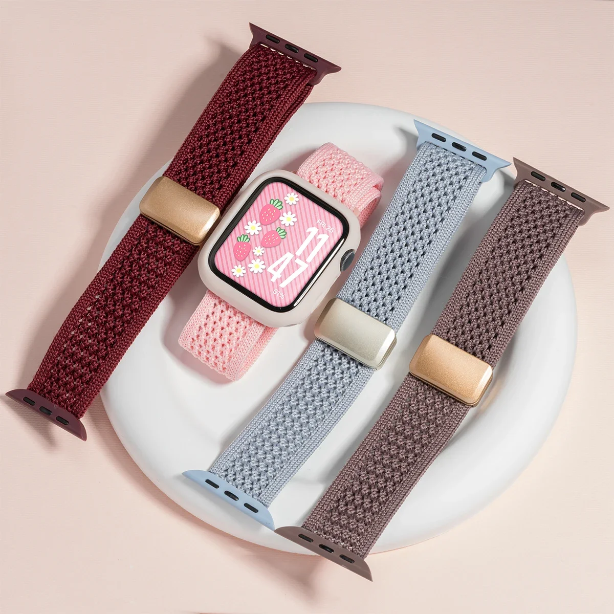 キャンディシリコンケース+ストラップ Apple Watchバンド 46mm 49mm 44mm 42mm 41mm 40mm 38mm SE 10 9 6 5 Ultra 2 ナイロンストラップ iWatch対応