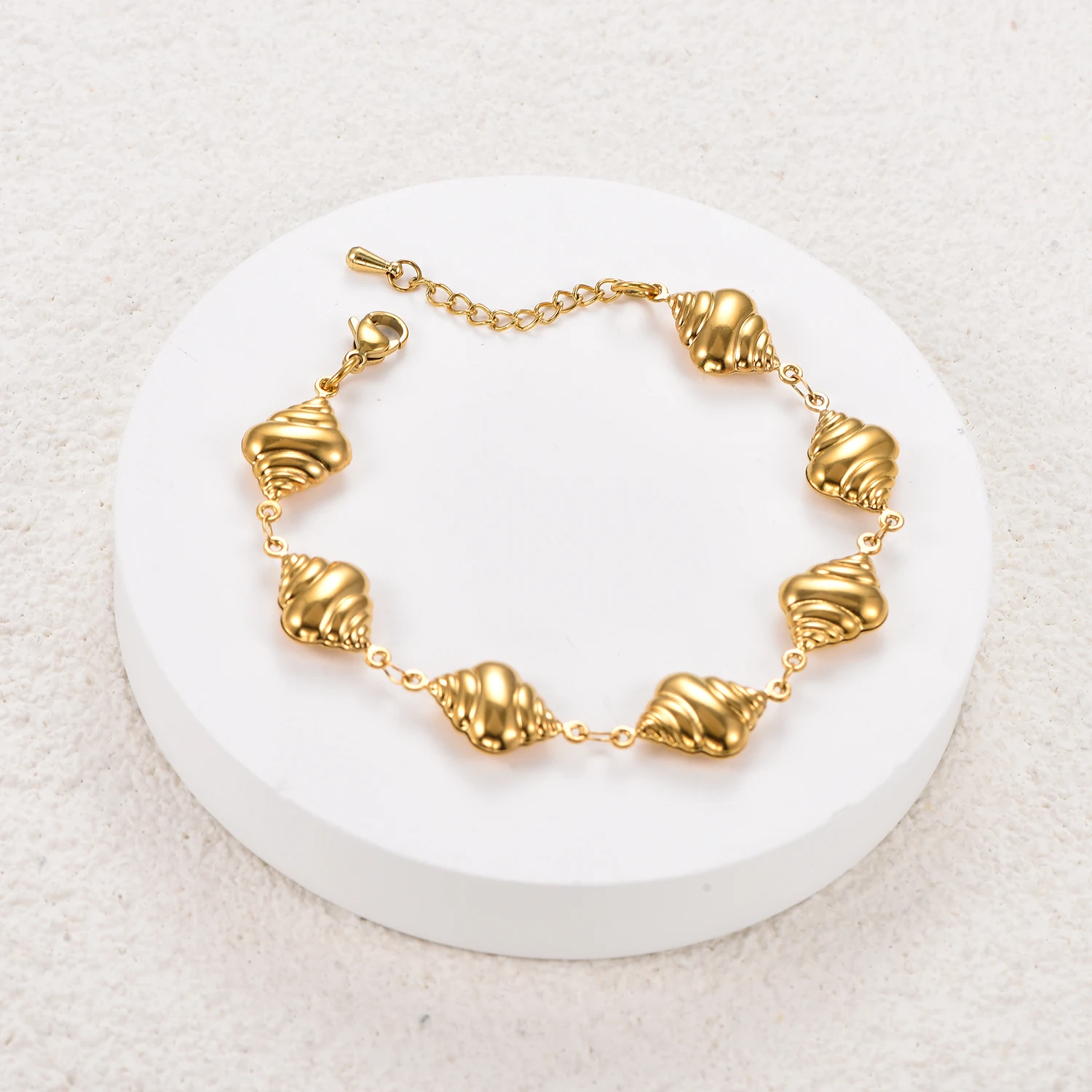 Trendiges Damenarmband aus vergoldetem Edelstahl, Muschel-Accessoires, Armbandkette, ästhetischer Schmuck – Detail 3