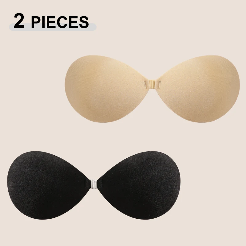 2 Teile/satz Vordere Schnalle Silikon Geraffte Brust Pad Sexy Nahtlose Einfarbig Unsichtbare Unterwäsche Trendy Selbst-Kleber Brust Blütenblatt