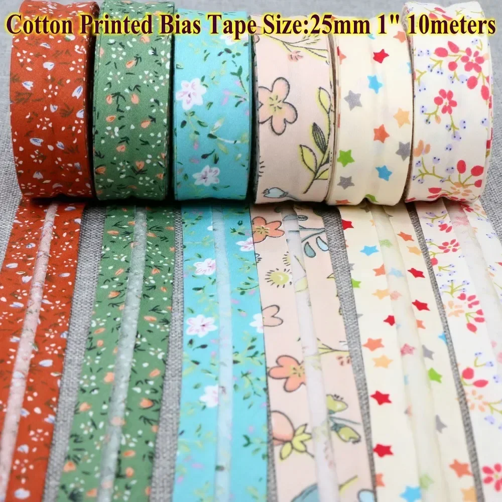 Cotton Bias tape printed flowers, size: 25mm,1\