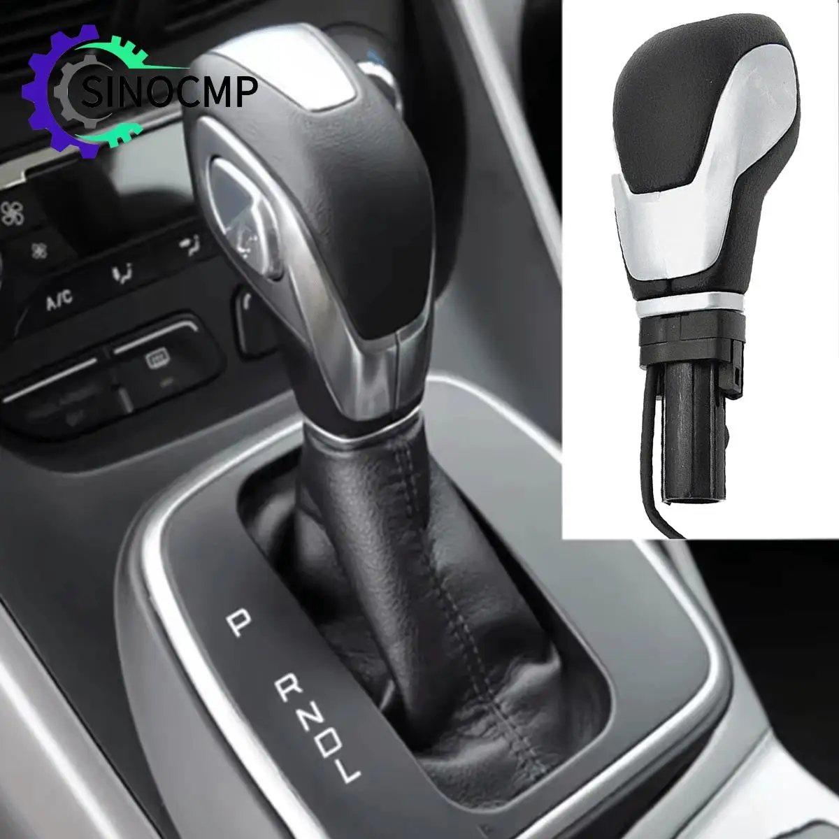 

Automatic Gear Shift Knob Shifter Lever Gear Stick for Ford Focus Kuga Mondeo Ecosport Fiesta 2013-2015 Head Black Silver
