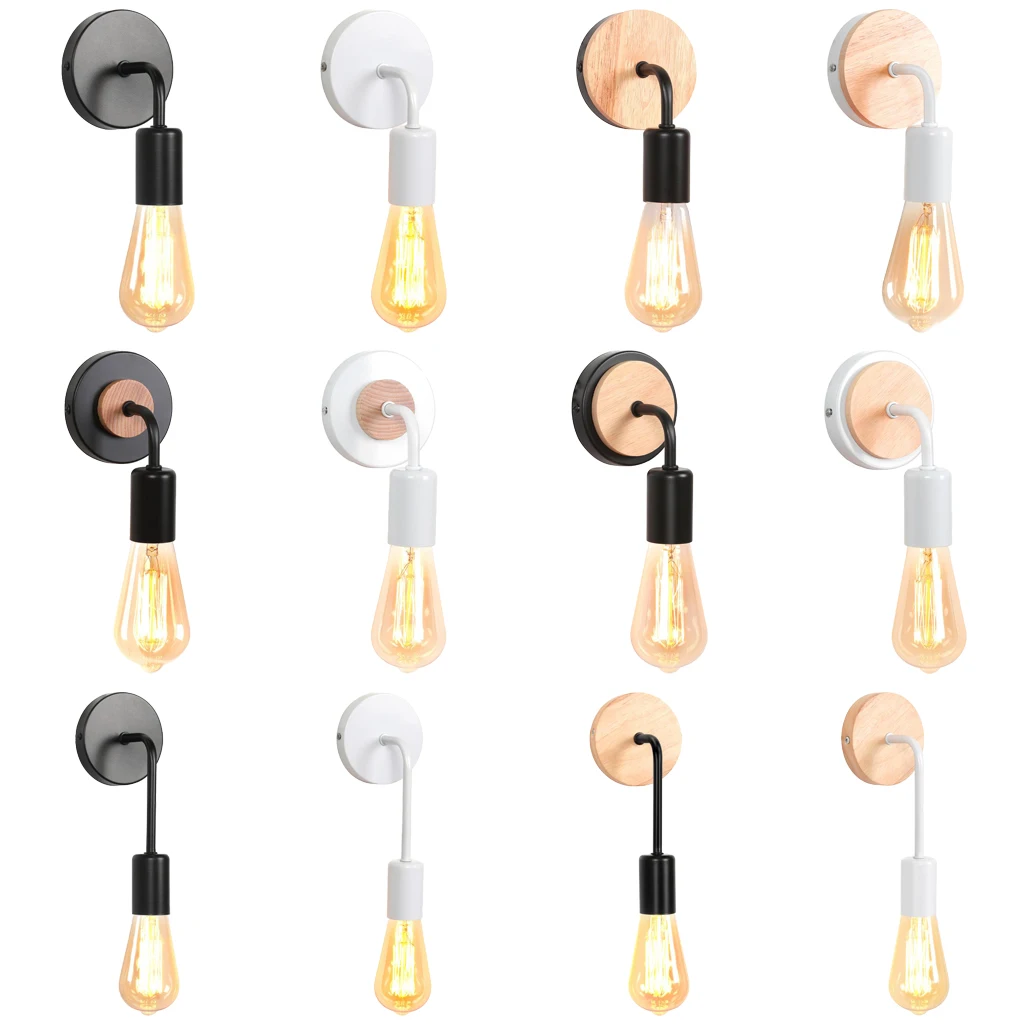 

E27 Nordic Modern Wall Lamps Iron LED Indoor Lighting Bedside Lamp Bathroom Bedroom Sconce Wall Light Fixtures Decor Industrial