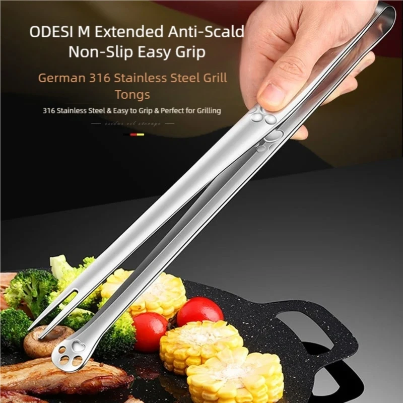 Stainless Steel Cats Claws BBQ Tongs with Fork for Easy Flipping and Oil Drain high quality