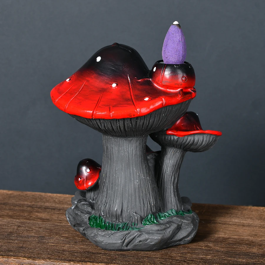 1Pc, Resin Mushroom-Shaped Waterfall Backflow Incense Burner - Unique Home Decoration, Indoor Deodorizer and Odor Eliminator, Sandalwood and Agarwood Backflow Incense Burner, Durable Resin Structure, Whimsical Design, Personalized Holiday Gift
