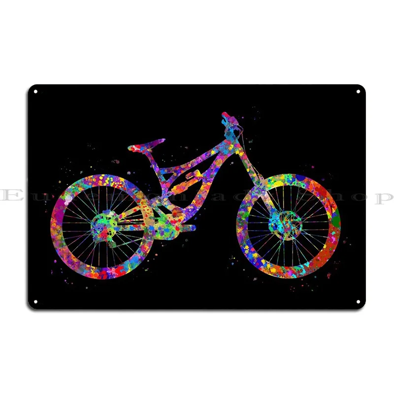 Downhill Bike Watercolor Metal Signs Pub Club Club Bar Wall Decor Design Tin Sign Poster