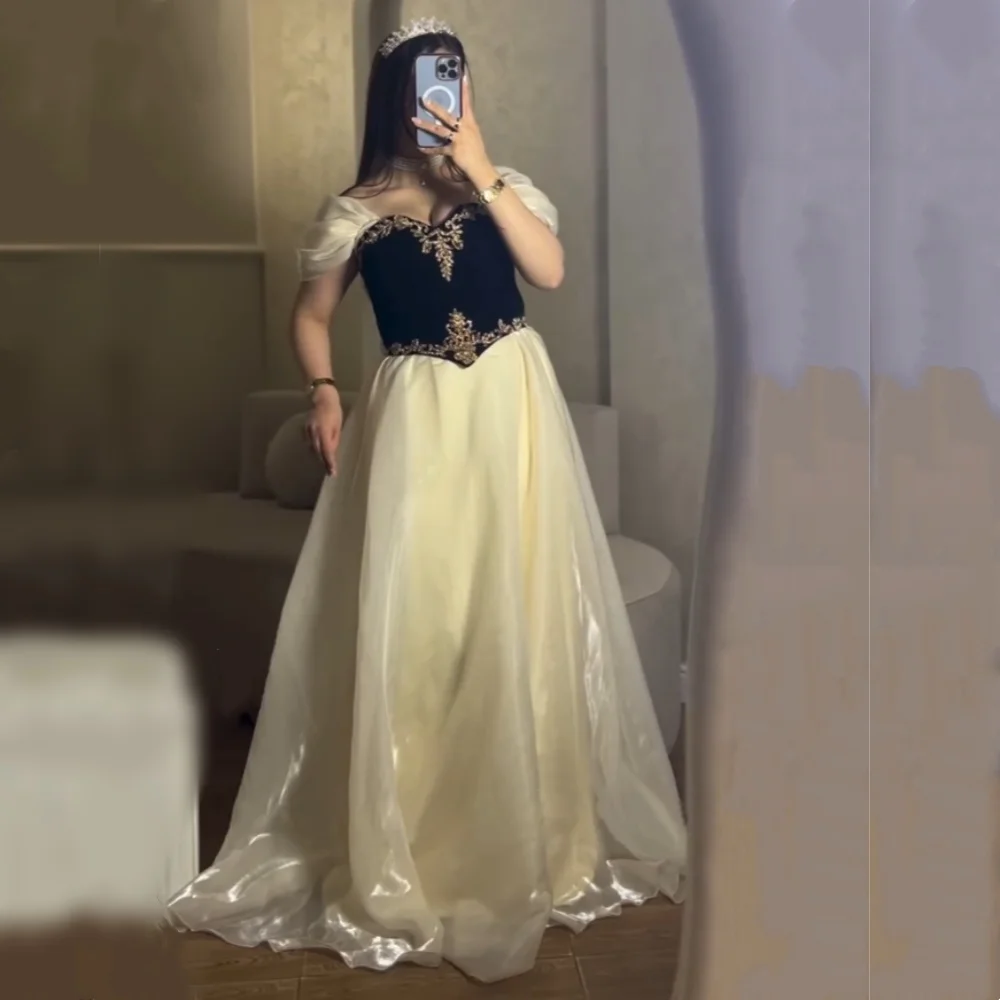 

Customized Classic Elegant Off-the-shoulder A-line Floor-length Formal Evening Dress Bespoke Occasion High Quality Party Gown